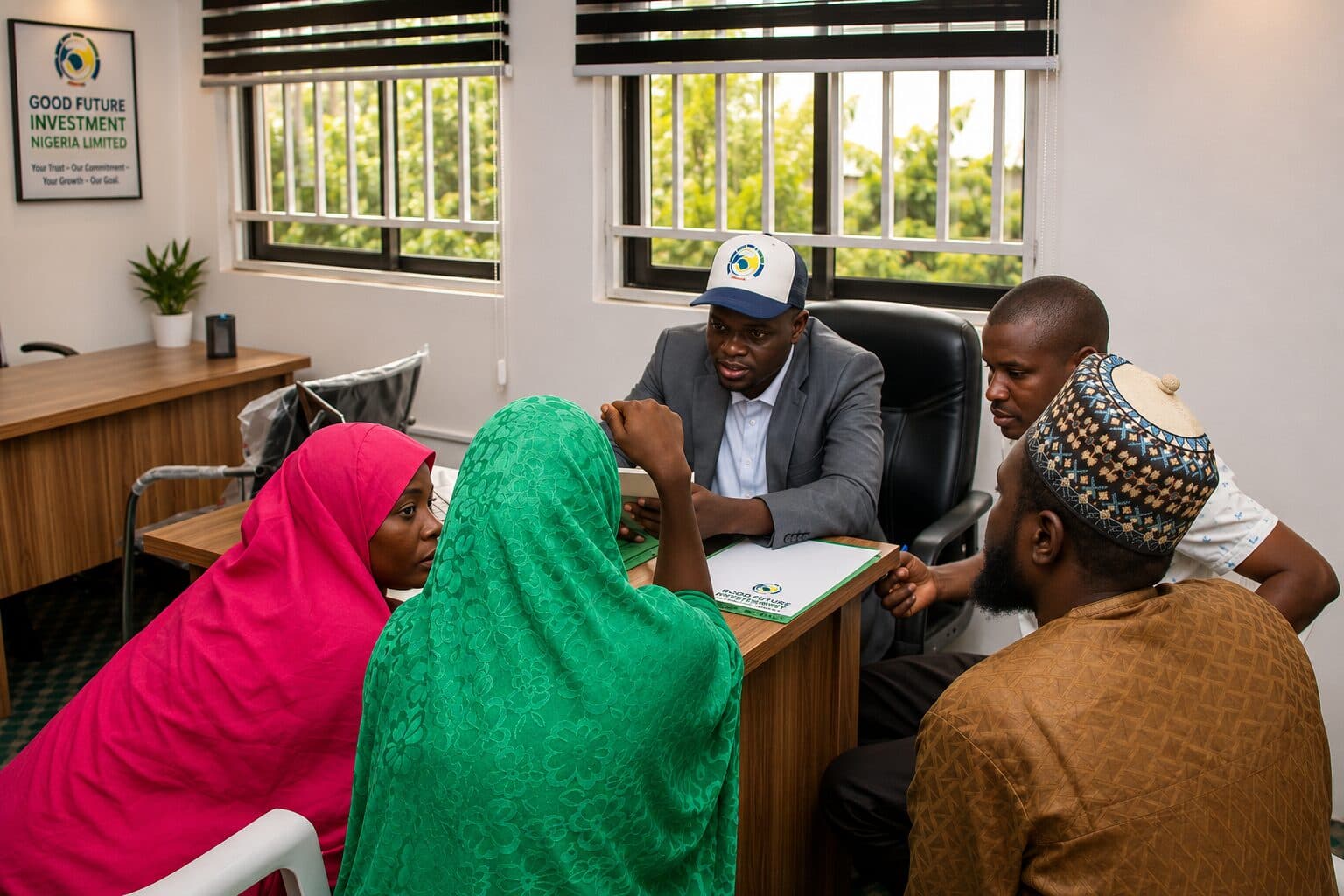 Good Future Investment staff in a client meeting at the Kano office